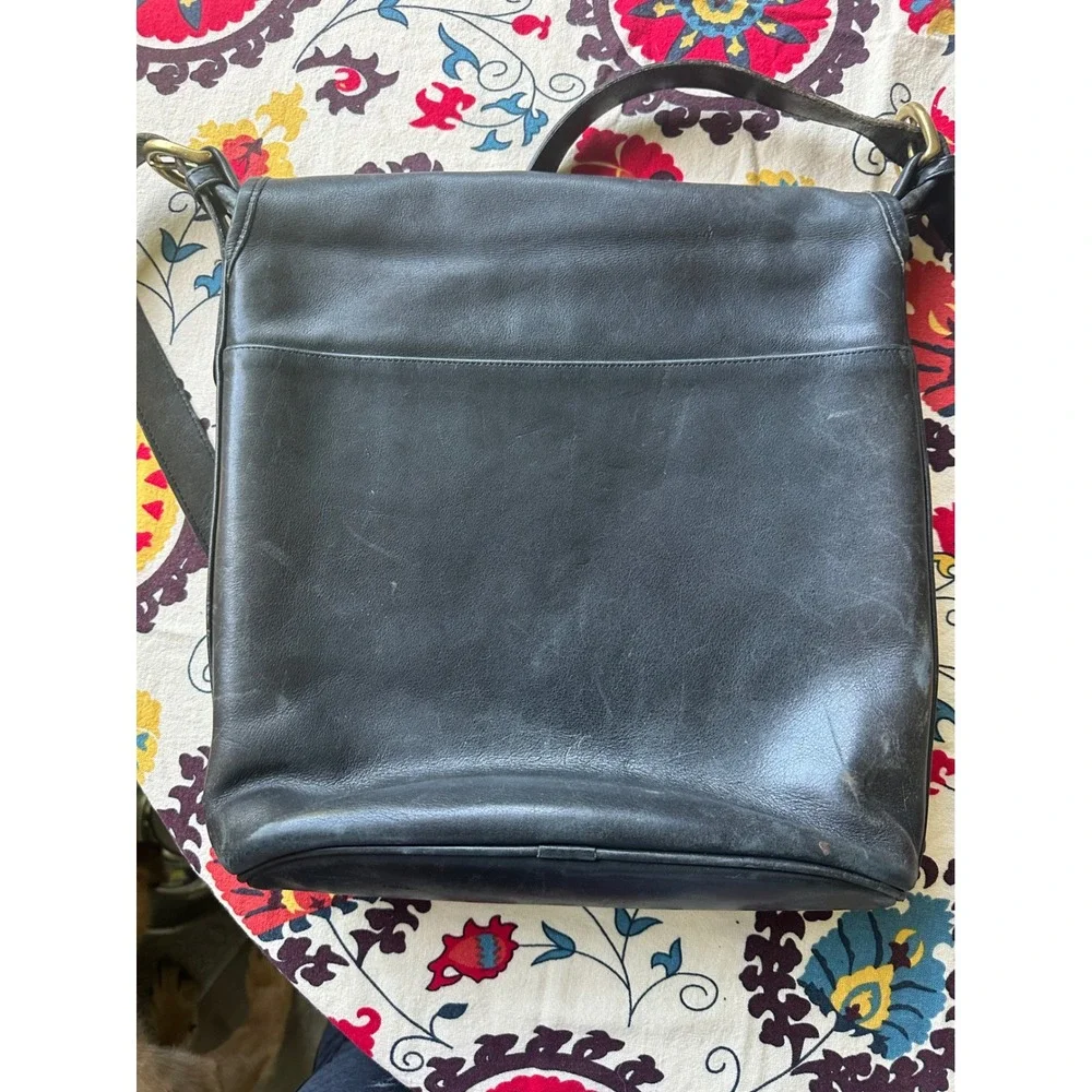 Vintage Coach Black‎ Leather Messenger Bag Crossbody USA Made 0239 232